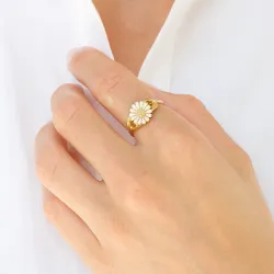 10 mm margriet ring in verguld sterlingzilver - Marie