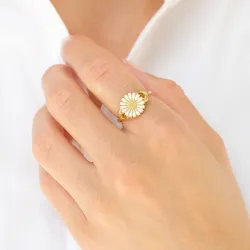 11 mm margriet ring in verguld sterlingzilver - Marie