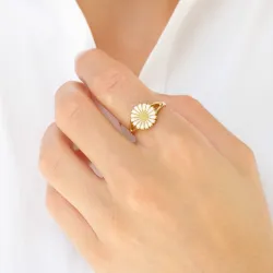 10 mm margriet ring in verguld sterlingzilver - Marie