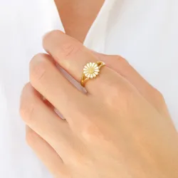 10 mm margriet ring in verguld sterlingzilver - Marie