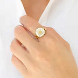 14 mm margriet ring in verguld sterlingzilver - Marie