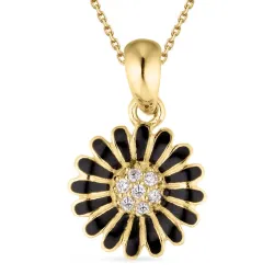 11 mm margriet zirkoon hanger met ketting in verguld sterlingzilver - Matilda