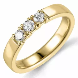 diamant mémoire ring in 14 karaat goud 3 x 0,10 ct