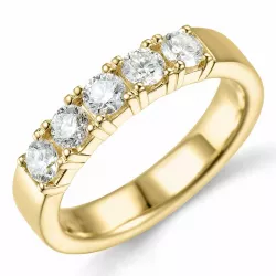 diamant mémoire ring in 14 karaat goud 5 x 0,20 ct
