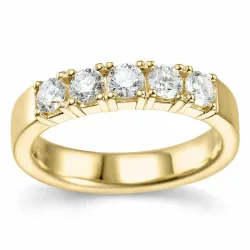 diamant mémoire ring in 14 karaat goud 5 x 0,20 ct