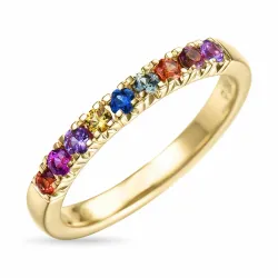 veelkleurig saffier mémoire ring in 14 karaat goud 0,51 ct