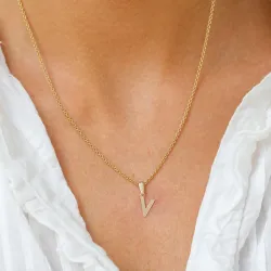 letter v hanger in 8 karaat goud - My Letter