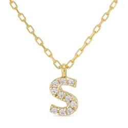 letter s zirkoon ketting met hanger in 8 karaat goud