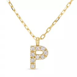 letter p zirkoon ketting met hanger in 8 karaat goud