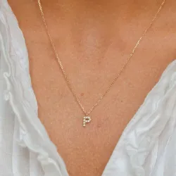 letter p zirkoon ketting met hanger in 8 karaat goud - My Letter