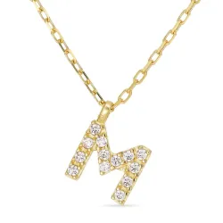 letter m zirkoon ketting met hanger in 8 karaat goud