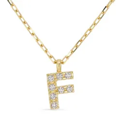 letter f zirkoon ketting met hanger in 8 karaat goud - My Letter
