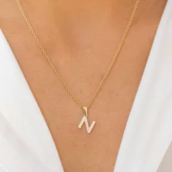letter n hanger in 8 karaat goud - My Letter