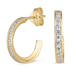 13 mm halfcreool in 8 karaat goud met zirkoon - Gold Collection