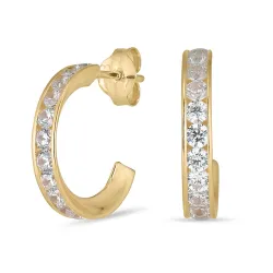 13,5 mm halfcreool in 8 karaat goud met zirkoon - Gold Collection