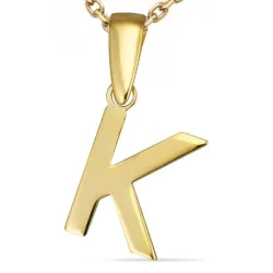 letter k ketting in verguld sterlingzilver met hanger in 8 karaat goud - My Letter