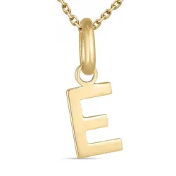 letter e ketting in verguld sterlingzilver met hanger in 8 karaat goud - My Letter
