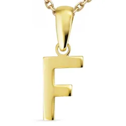 letter f ketting in verguld sterlingzilver met hanger in 8 karaat goud - My Letter