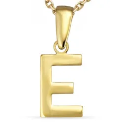 letter e ketting in verguld sterlingzilver met hanger in 8 karaat goud - My Letter