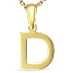 letter d ketting in verguld sterlingzilver met hanger in 8 karaat goud - My Letter