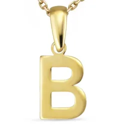 letter b ketting in verguld sterlingzilver met hanger in 8 karaat goud - My Letter