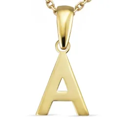 letter a ketting in verguld sterlingzilver met hanger in 8 karaat goud - My Letter