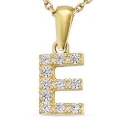 letter e zirkoon ketting in verguld sterlingzilver met hanger in 8 karaat goud - My Letter