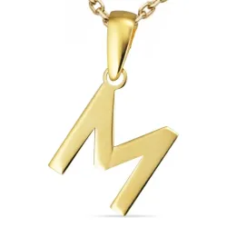 letter m ketting in verguld sterlingzilver met hanger in 8 karaat goud - My Letter