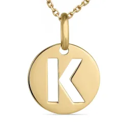 letter k ketting in verguld sterlingzilver met hanger in 8 karaat goud - My Letter