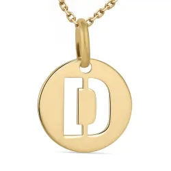 letter d ketting in verguld sterlingzilver met hanger in 8 karaat goud - My Letter