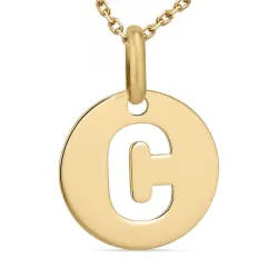 letter c ketting in verguld sterlingzilver met hanger in 8 karaat goud - My Letter