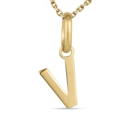 letter v ketting in verguld sterlingzilver met hanger in 8 karaat goud - My Letter