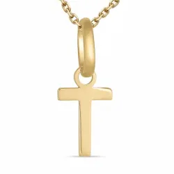 letter t ketting in verguld sterlingzilver met hanger in 8 karaat goud - My Letter