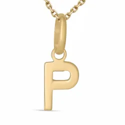 letter p ketting in verguld sterlingzilver met hanger in 8 karaat goud - My Letter