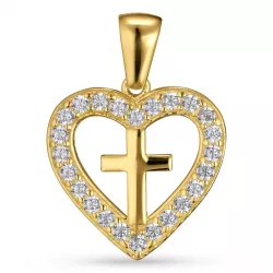 hart kruis hanger in 9 karaat goud met rodium
