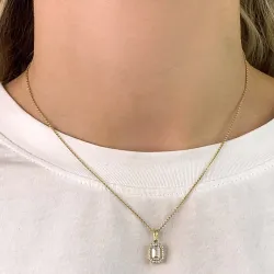 vierkant zirkoon hanger in 9 karaat goud - Gold Collection