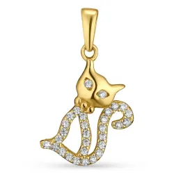 katten zirkoon hanger in 9 karaat goud - Gold Collection