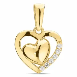 hart zirkoon hanger in 8 karaat goud - Gold Collection
