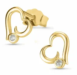 hart oorsteker in 8 karaat goud met zirkoon - Gold Collection