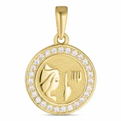 sterrenbeeld maagd zirkoon hanger in 8 karaat goud - Gold Collection