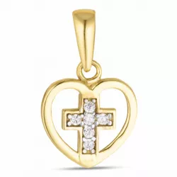 hart kruis hanger in 8 karaat goud met rodium