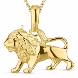 sterrenbeeld leeuw ketting in verguld sterlingzilver met hanger in 8 karaat goud - Gold Collection