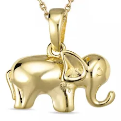 olifant ketting in verguld sterlingzilver met hanger in 8 karaat goud - Gold Collection
