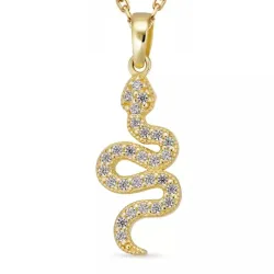 slangen zirkoon ketting in verguld sterlingzilver met hanger in 8 karaat goud - Gold Collection