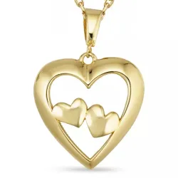 hart ketting in verguld sterlingzilver met hanger in 8 karaat goud - Gold Collection