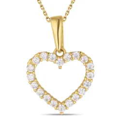 hart ketting in verguld sterlingzilver met hanger in 8 karaat goud - Gold Collection