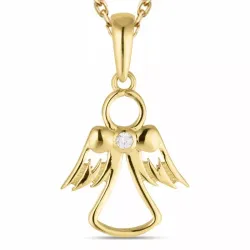engel ketting in verguld sterlingzilver met hanger in 8 karaat goud - Gold Collection