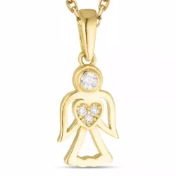 engel zirkoon ketting in verguld sterlingzilver met hanger in 8 karaat goud - Gold Collection