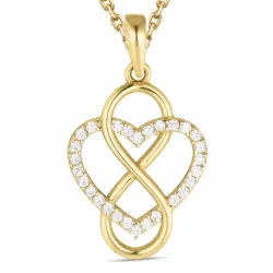 hart infinity zirkoon ketting in verguld sterlingzilver met hanger in 8 karaat goud