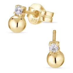 bolletje oorsteker in 9 karaat goud met zirkoon - Gold Collection